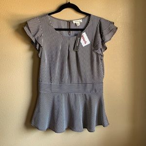 NWT Monteau Black and White Striped Top